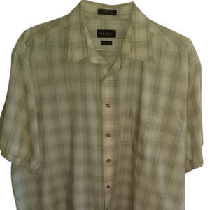 Van Heusen Plaid Formal Dress Shirt Olive Green XL